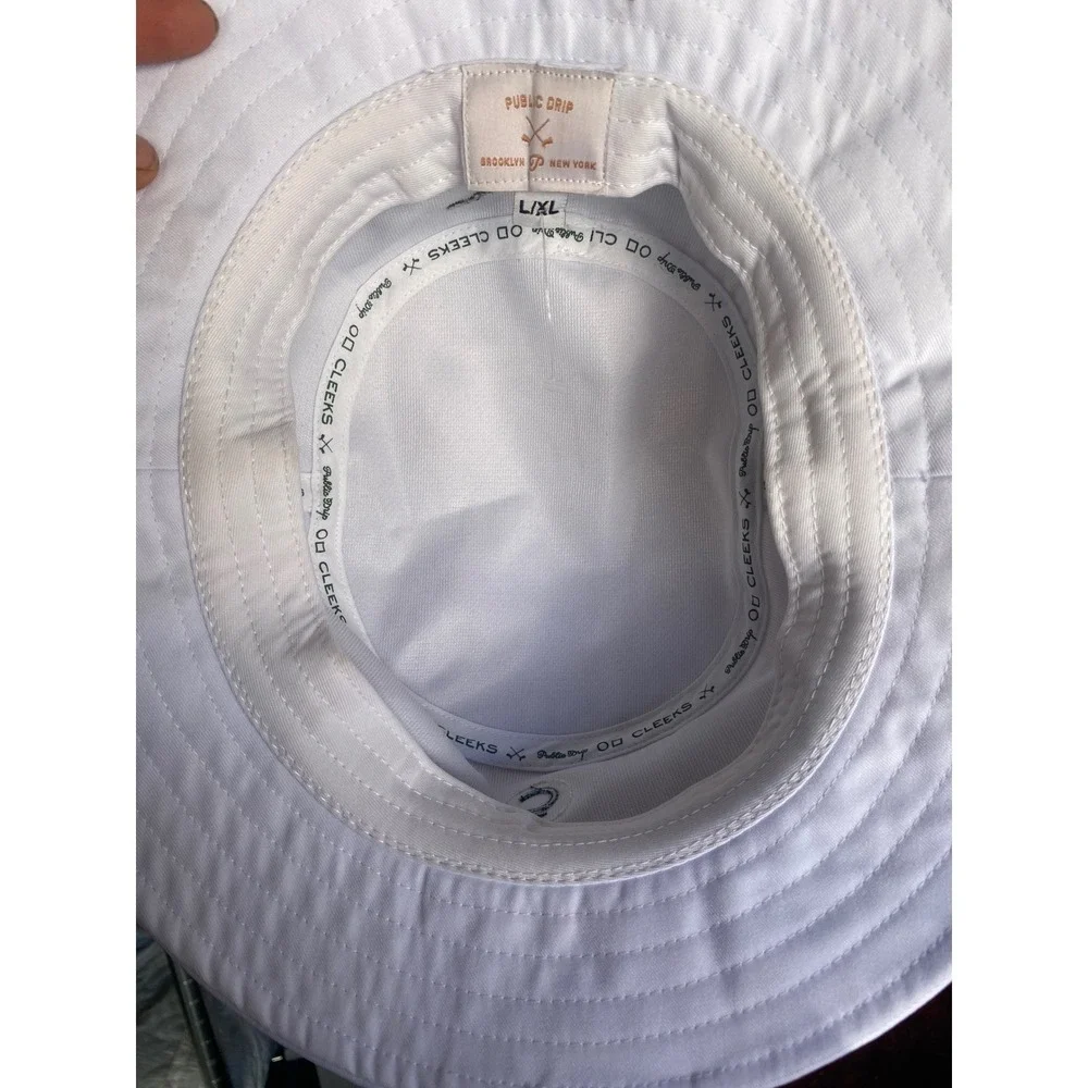 Public Drip Cleeks Brooklyn White Green Striped Bucket Hat L/XL Mens Womens - Picture 3 of 4